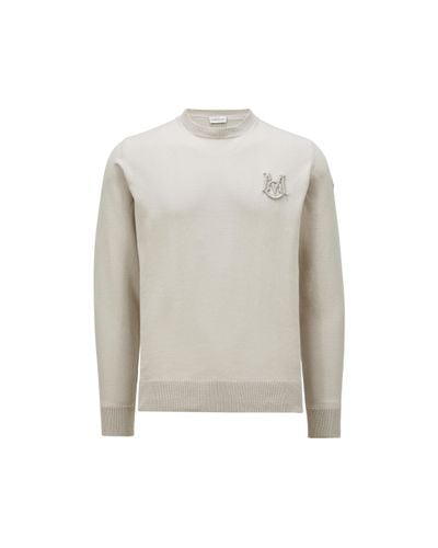 Moncler Embroidered Monogram Cotton Sweater - Blue