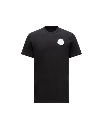 Moncler T-Shirt aus Baumwoll-Jersey mit Logoapplikation - Schwarz