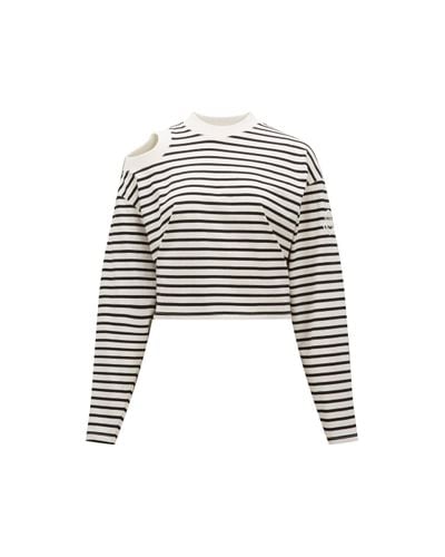 Moncler Striped Long Sleeve T-shirt - White