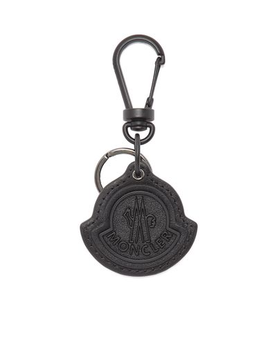 Moncler Logo Leather Key Ring - Black