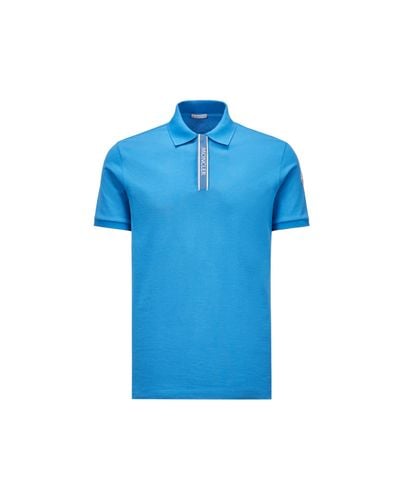 Moncler Polo à motif logo - Bleu