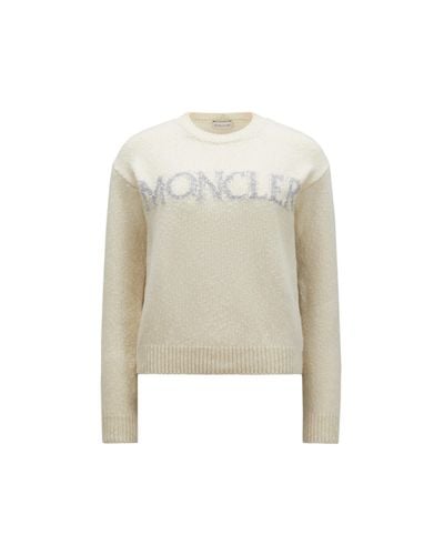 Moncler Logo Wool Sweater - Natural