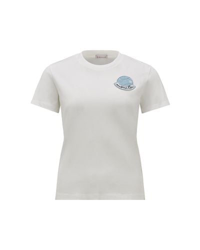 Moncler Tennis Logo Patch T-shirt White - Gray