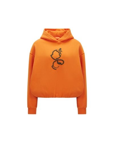 Moncler Sweat à capuche avec logo brodé - Orange