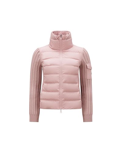 Moncler Wattierte strickjacke aus wolle - Pink