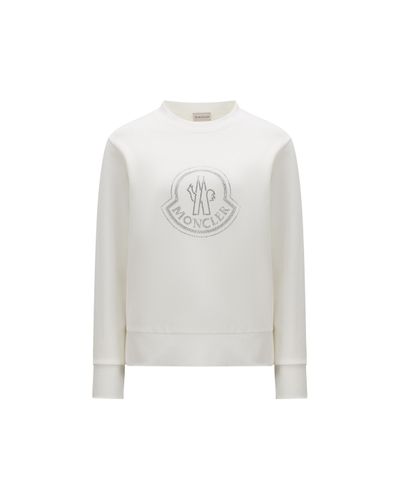 Moncler Pullover mit kristall-logo - Weiß