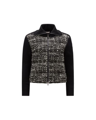 Moncler Tweed And Wool-blend Cardigan - Black