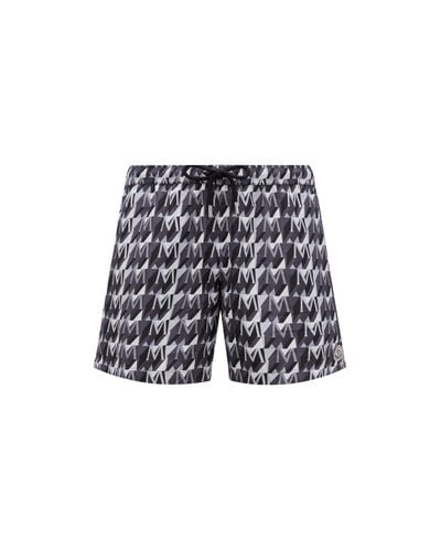 Moncler Monogram Print Swim Shorts - Gray