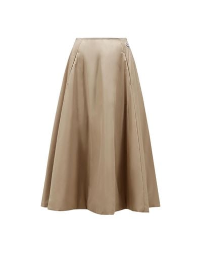 Moncler Taffeta Midi Skirt - Natural