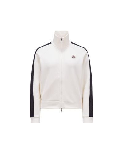 Moncler Piquet Zip-up Sweatshirt White