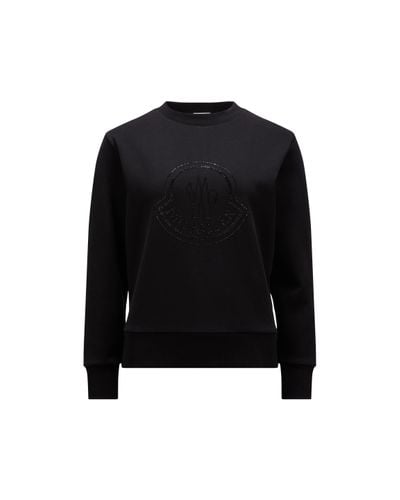 Moncler Pullover mit kristall-logo - Schwarz