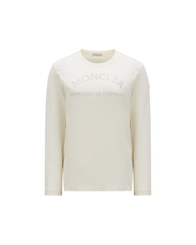 Moncler T-shirt à manches longues et logo pailleté - Blanc