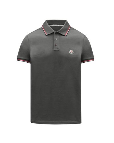 Moncler Polo With Tricolour Detail - Gray