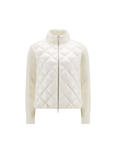 Moncler Cardigan in lana con imbottitura - Bianco