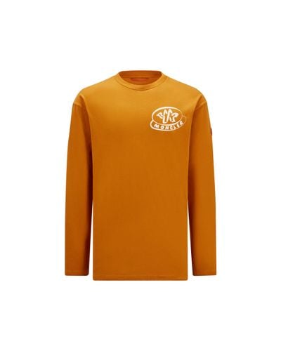 Moncler Langärmeliges t-shirt mit logo - Orange