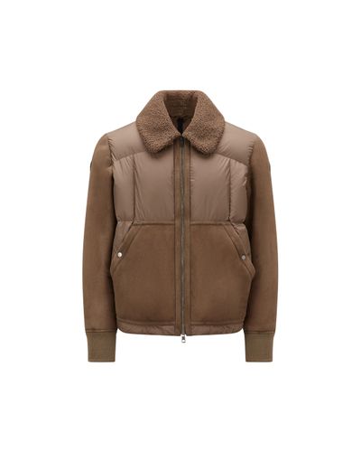 Moncler Gers Leather Down Jacket - Brown