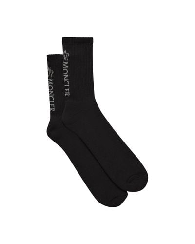 Moncler Cotton Logo Socks - Black