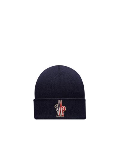 3 MONCLER GRENOBLE Pure Wool Beanie - Blue