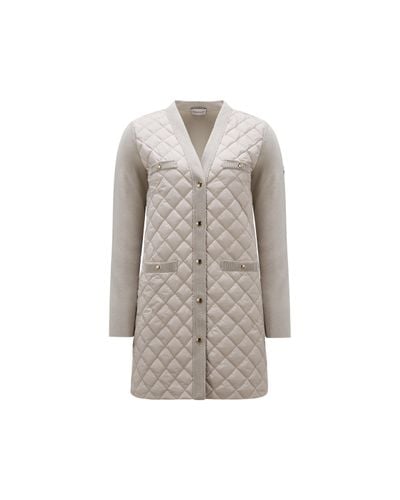 Moncler Padded Wool Long Cardigan - Grey