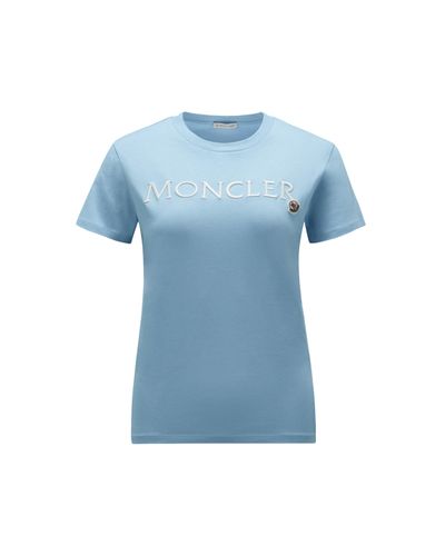 Moncler Logo Embroidered T-shirt - Blue