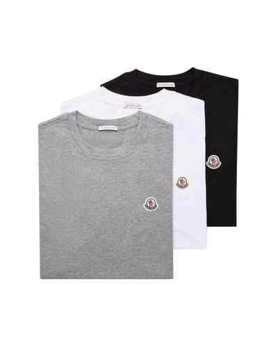 Moncler Logo Patch T-Shirt (Pack Of Three) - Gray