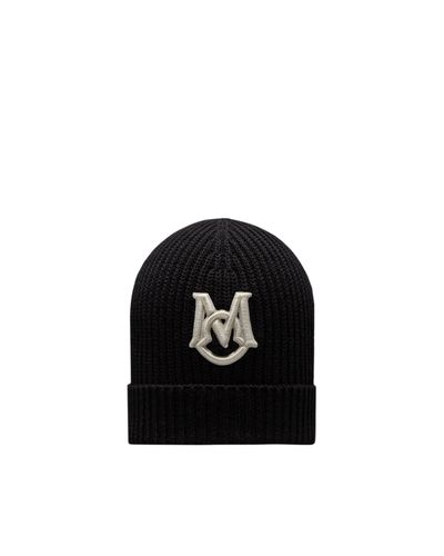 Moncler Mütze mit aufgesticktem monogramm - Schwarz