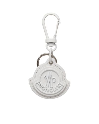 Moncler Logo Leather Key Ring White