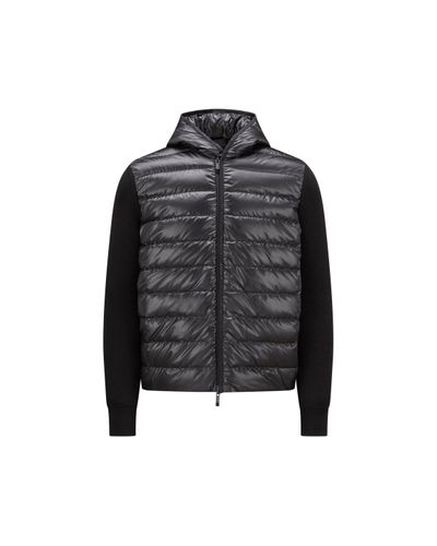 Moncler Cárdigan con capucha de algodón acolchado - Negro