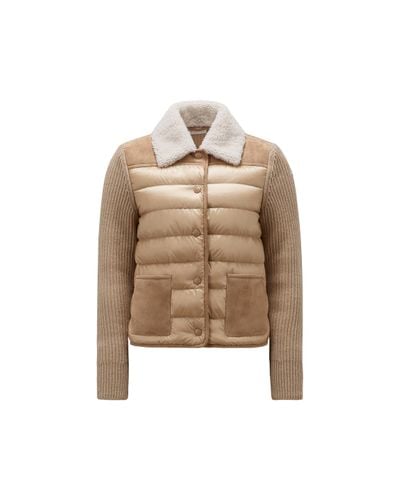 Moncler Padded Wool & Shearling Cardigan Beige - Natural