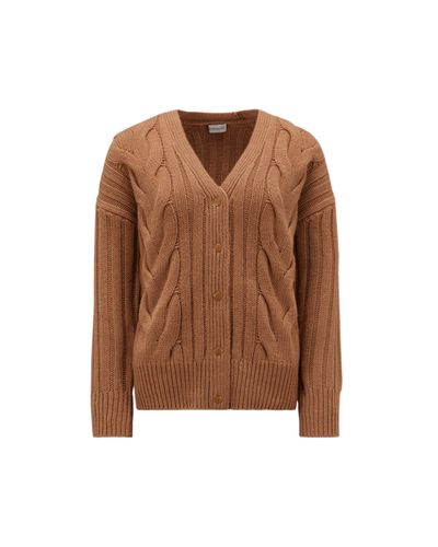 Moncler Cable Knit Cashmere Cardigan - Brown