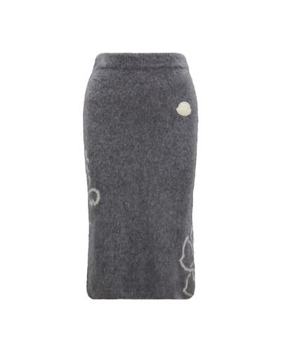Moncler Falda de tubo de mezcla de lana - Gris