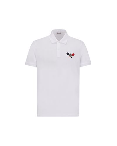 Moncler Tennis Logo Patch Polo Shirt White