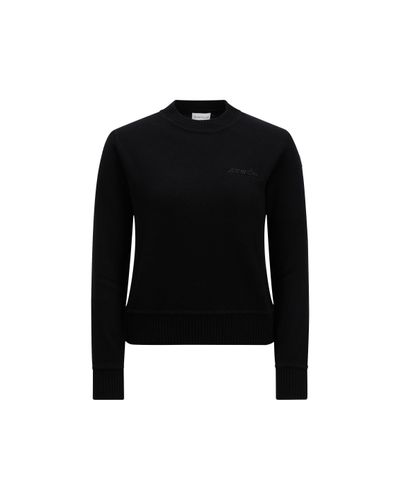 Moncler Beaded Logo Cashmere & Wool Sweater - Black