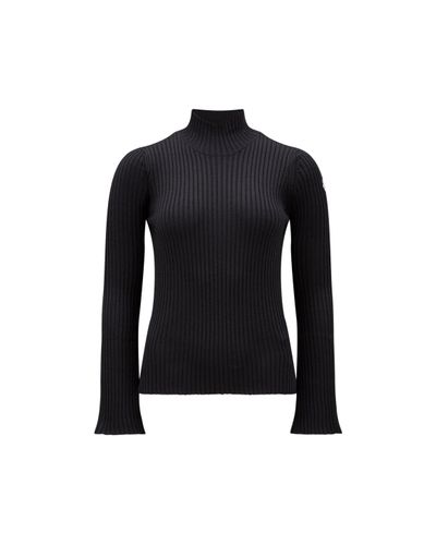 Moncler Wool Blend Turtleneck Sweater Brown - Black