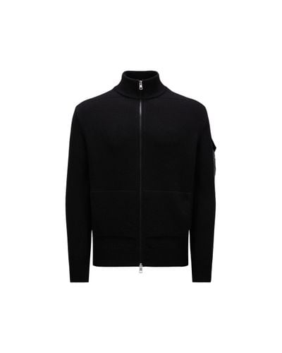 Moncler Wool Zip-up Cardigan - Black
