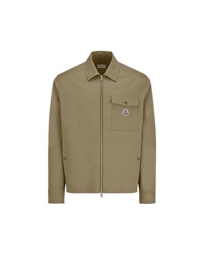 Moncler Gabardine Zip-up Shirt Beige - Natural