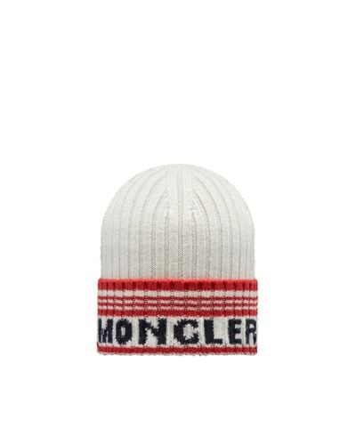 Moncler Logo Wool Beanie - White