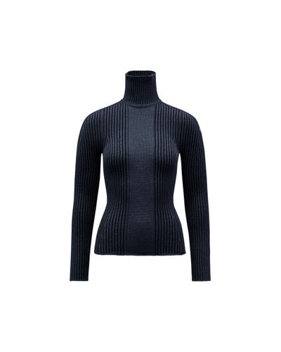 Moncler Wool Polo Neck Jumper - Blue