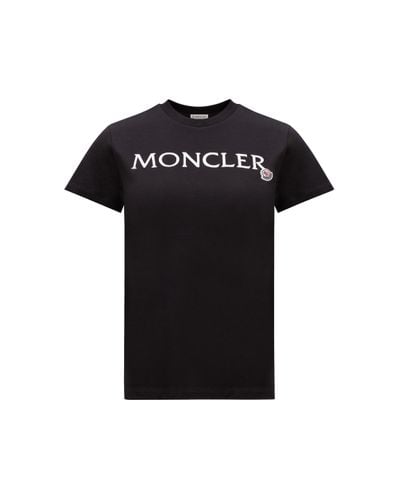 Moncler T-shirt With Embroidered Logo - Black
