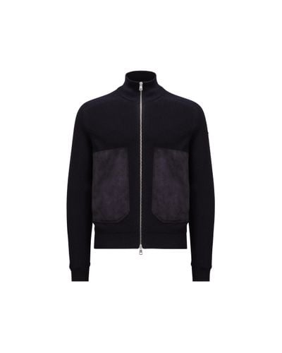 Moncler Cotton & Cashmere Zip-up Cardigan - Black