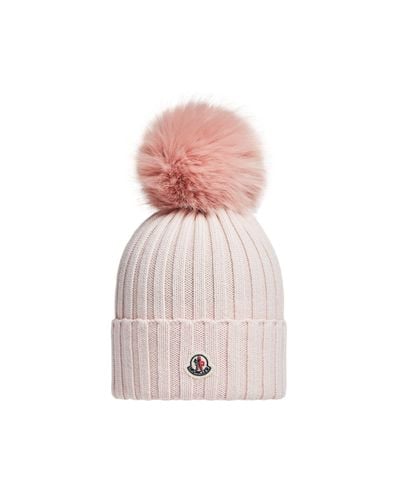 Moncler Mütze aus wolle mit bommel - Pink