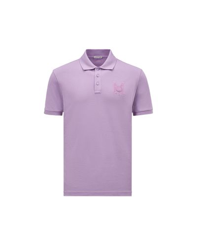 Moncler Embroidered Monogram Polo Shirt Purple