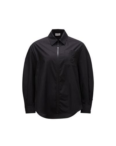 Moncler Poplin Zip-up Shirt - Black