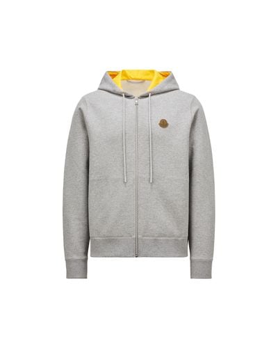 Moncler Logo Patch Zip-up Hoodie - Gray