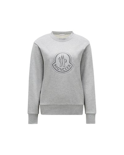 Moncler Pullover mit kristall-logo - Grau