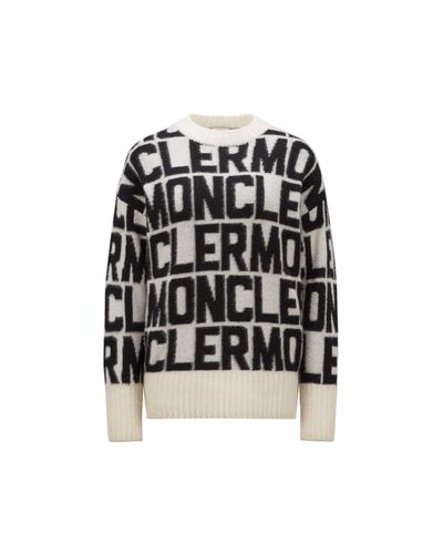 Moncler Pull en jacquard de laine à logo - Noir