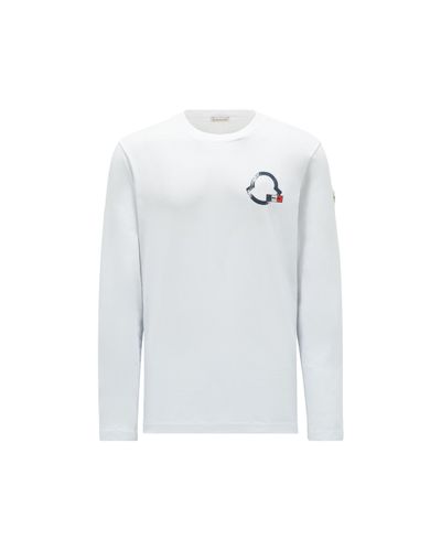 Moncler Langärmeliges t-shirt mit logo - Weiß