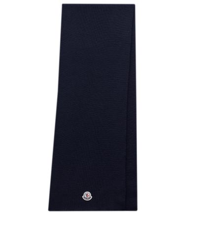 Moncler Rib-knit Logo Scarf - Blue