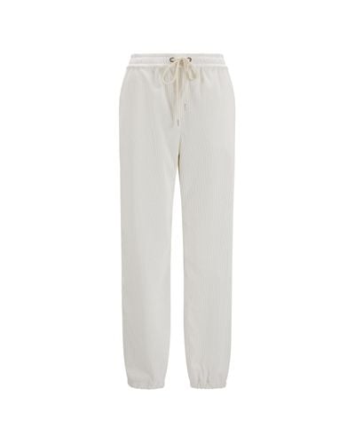 Moncler Pantalon de survêtement en velours côtelé - Blanc