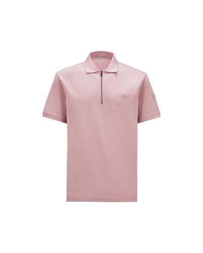 Moncler Zip-up Polo Shirt Pink